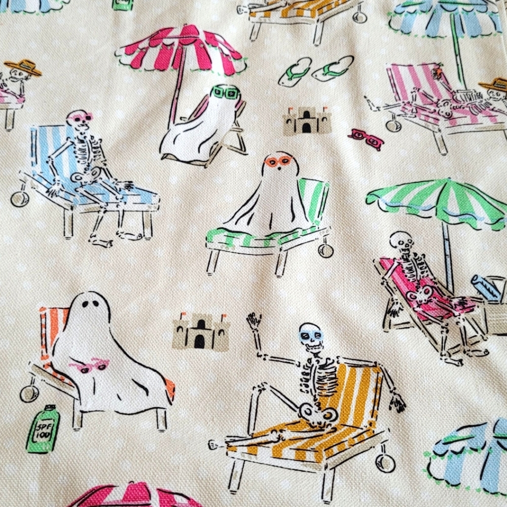NWT Halloween Tote Skeleton Ghost Reusable Cotton Trick or Treat Bag Spooky Cute - Picture 7 of 14